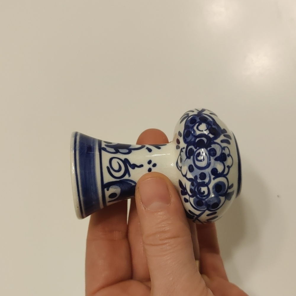 Vintage Retro Inspired Cottage Core Delft Blue Hand Painted Ceramic Lot Of 3 - Picture 9 of 15